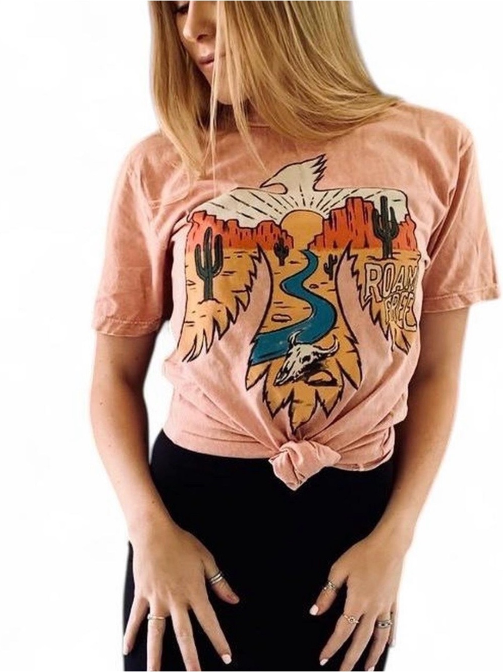 Peach Graphic Short Sleeve Tee - Roam Free